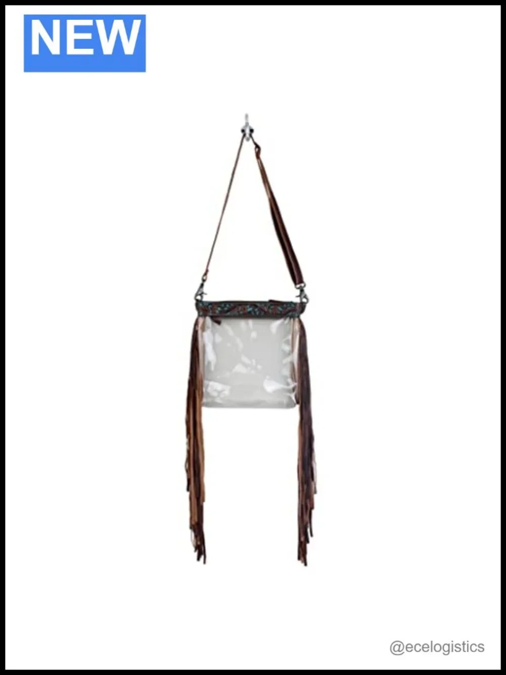 Vintage Handcrafted Leather Fringe Crossbody Bag Boho Purse